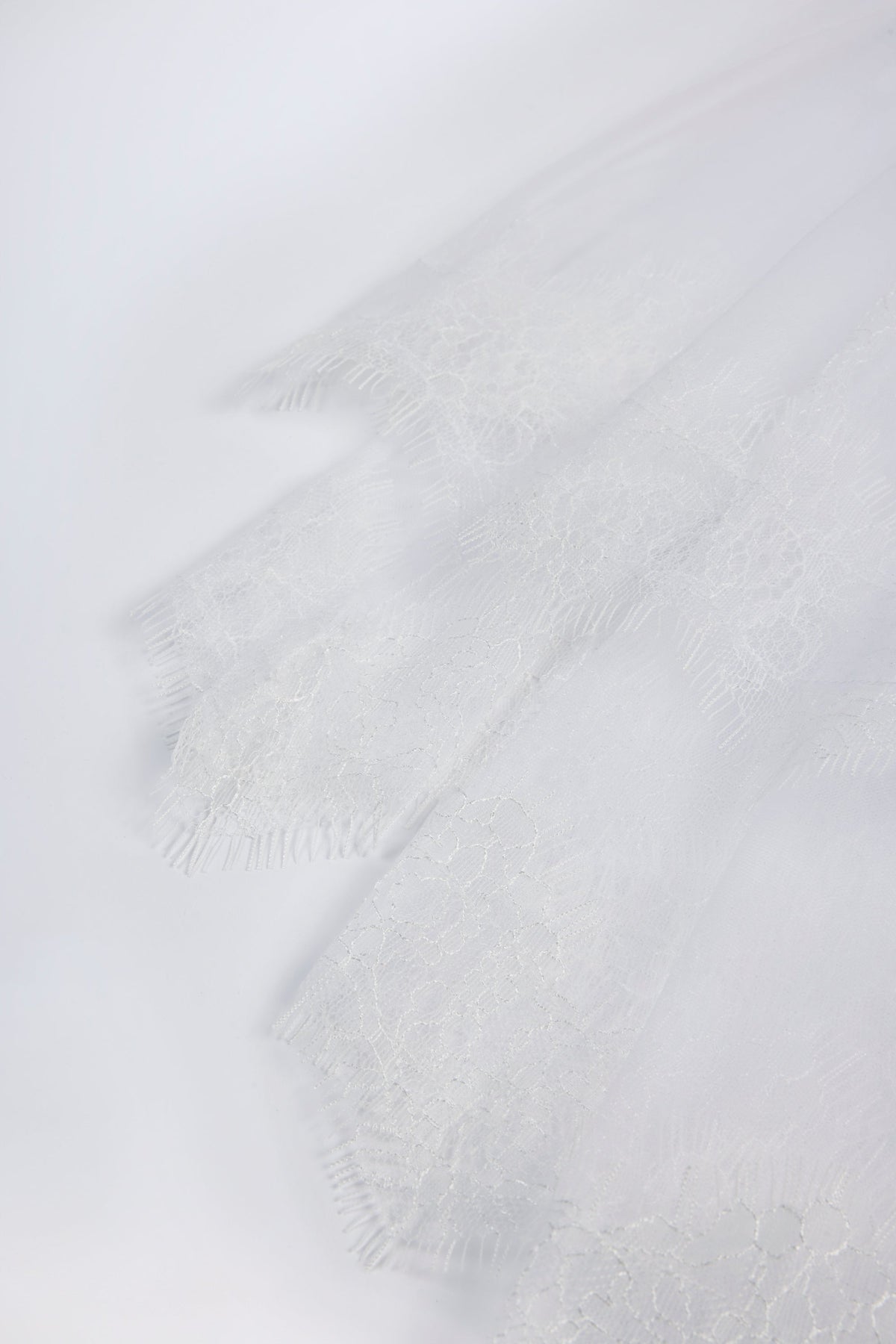 Lace-Trim Veil in White