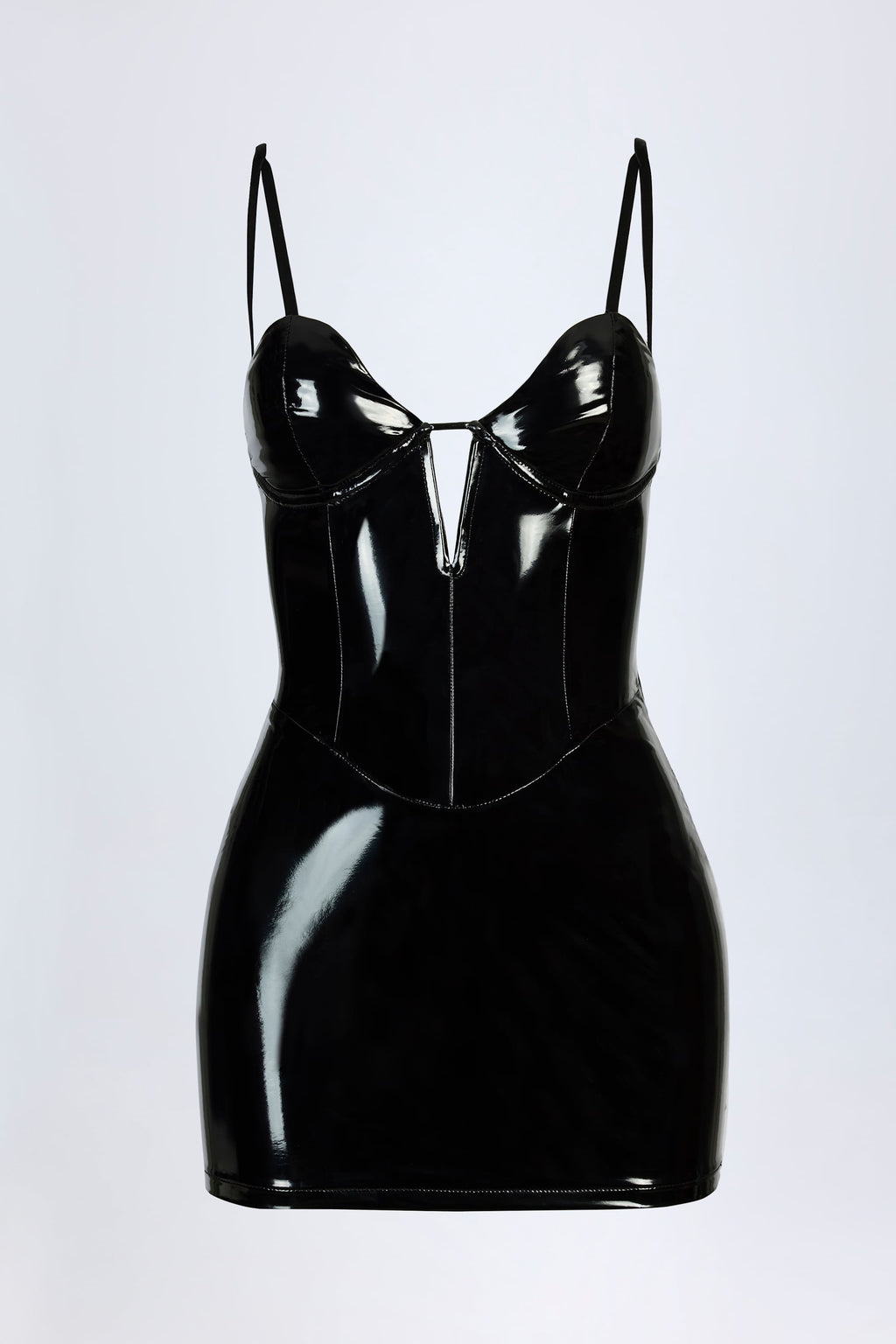 Vinyl Corset Mini Dress in Black
