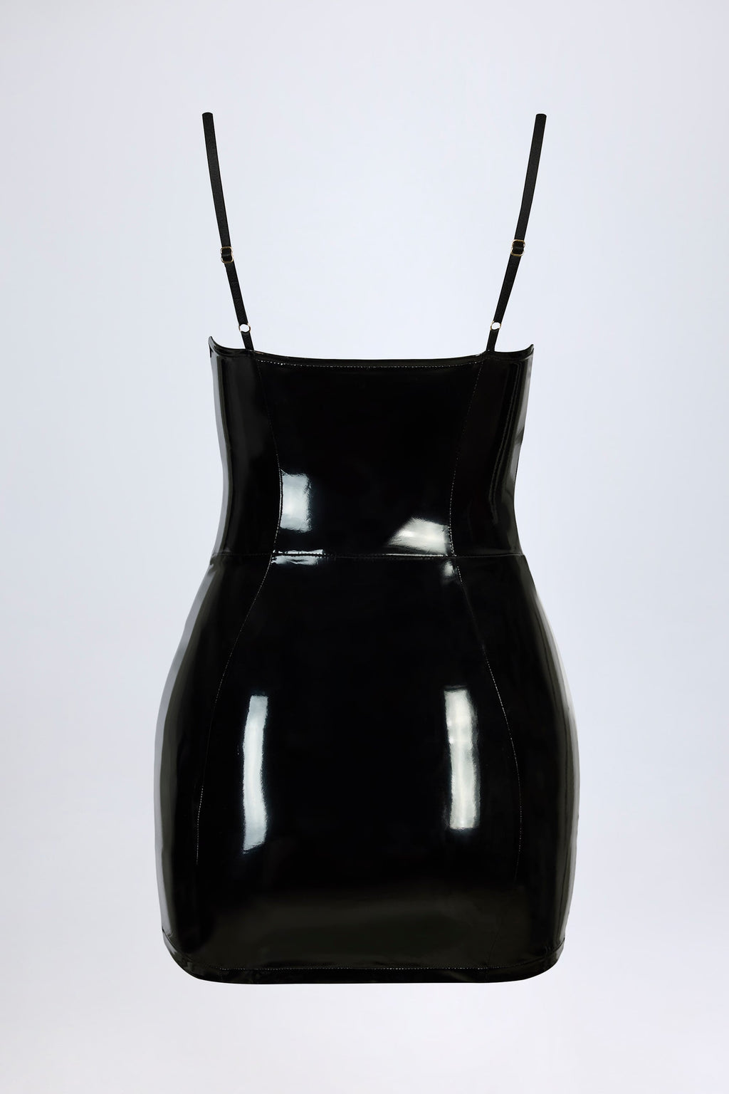 Vinyl Corset Mini Dress in Black