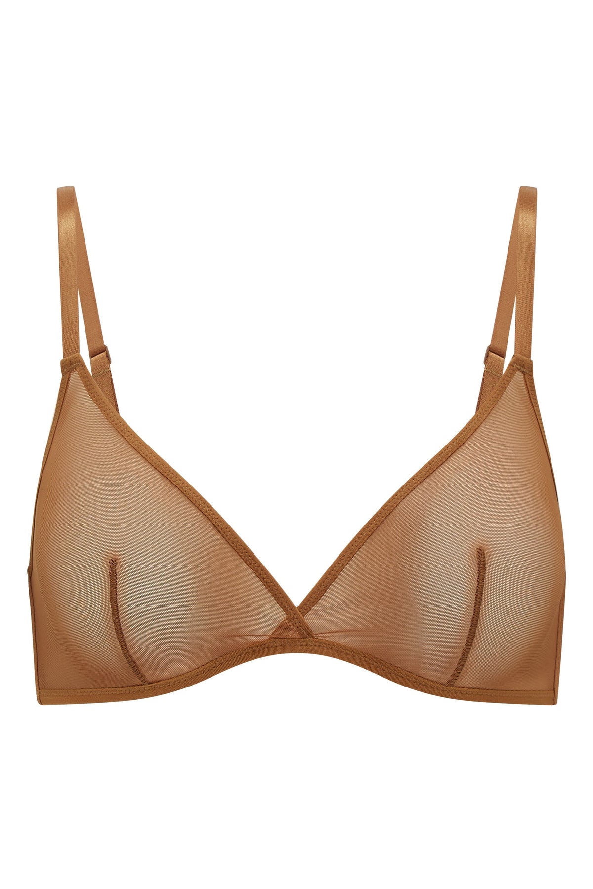 Soft Mesh Single Layer Triangle Bra in Almond