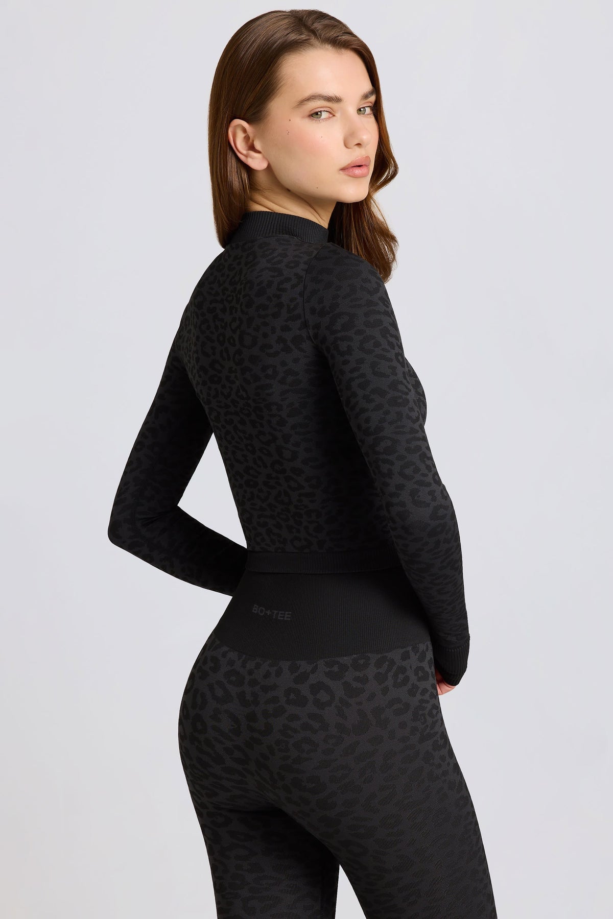Thermal Long Sleeve Top in Black Leopard