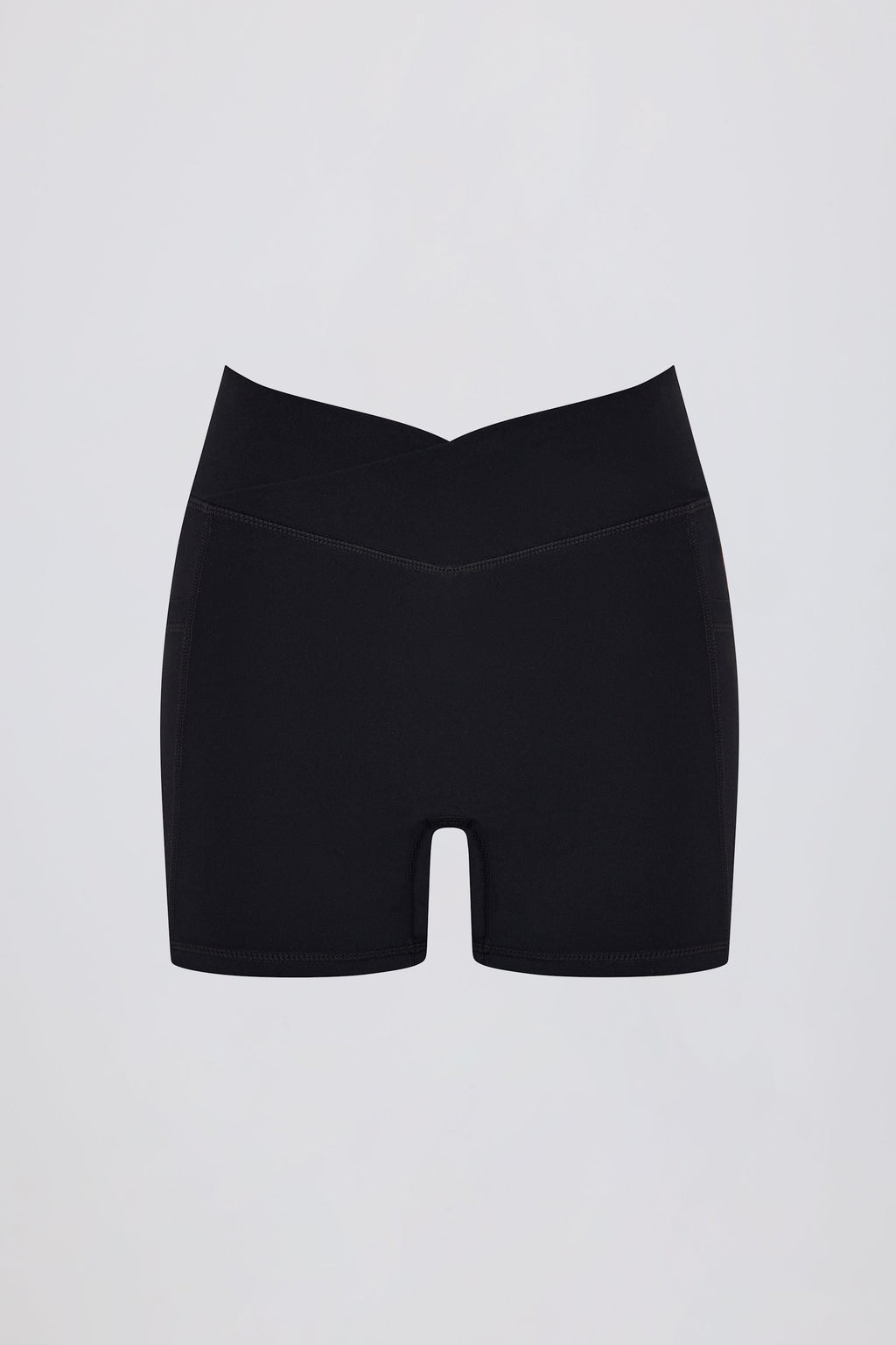 Soft Active V-Waist Pocket Mini Shorts in Black
