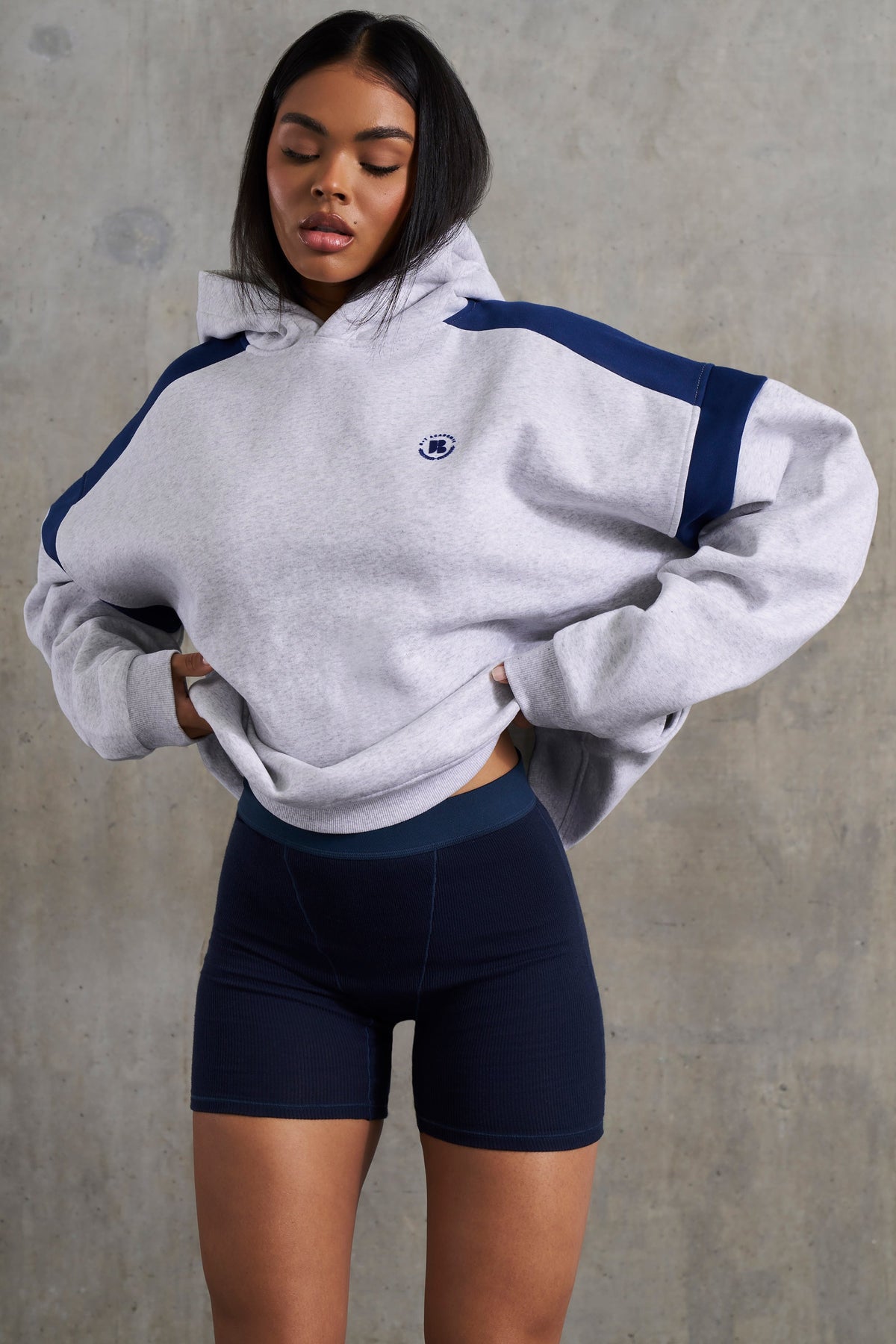 Cotton Fleece Oversized Hoodie in Heather Grey
