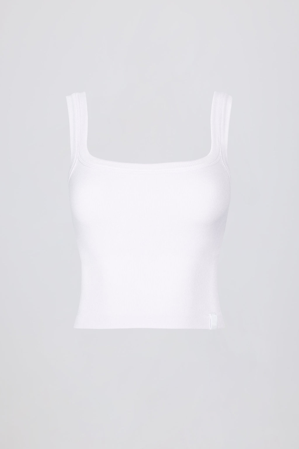 Seamless Soft Rib Square-Neck Tank Top in White