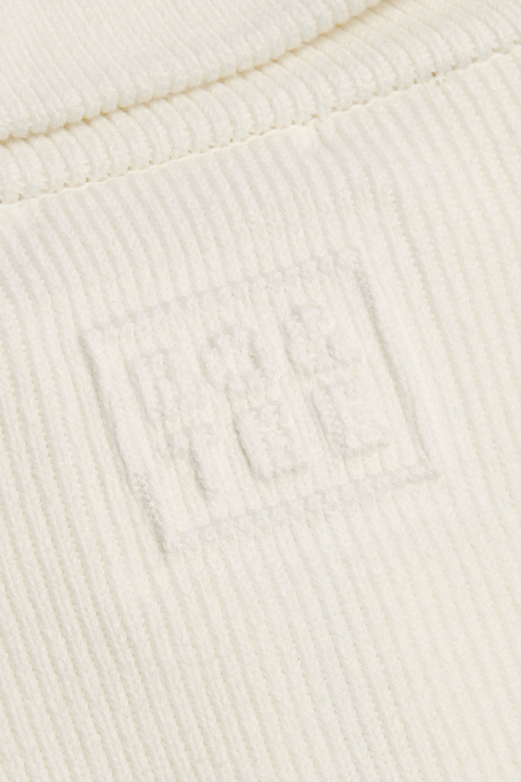 Ribbed Knit Zip-Up Cropped Sweatshirt in Ivory
