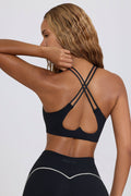 Soft Active V-Neck Sports Bra in Black