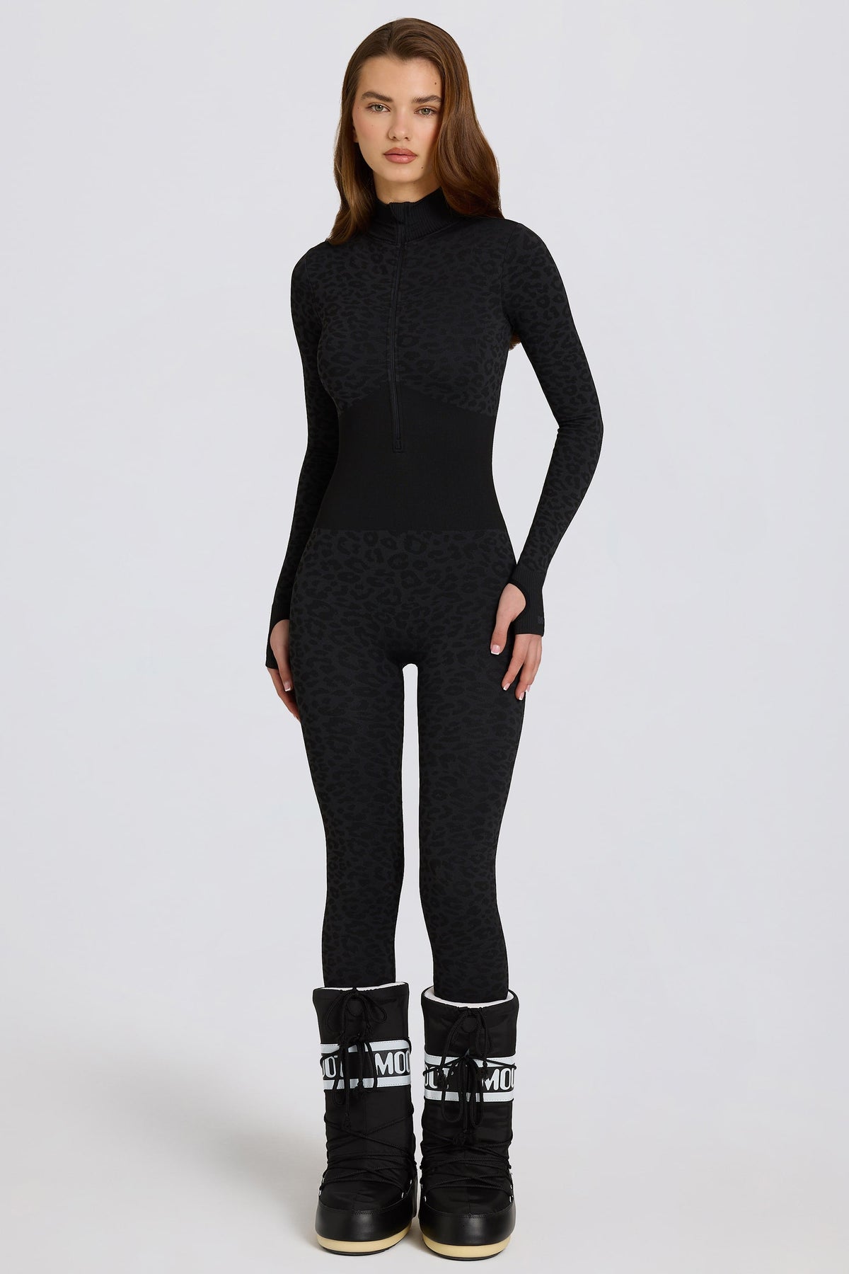 Thermal Base-Layer Jumpsuit in Black Leopard