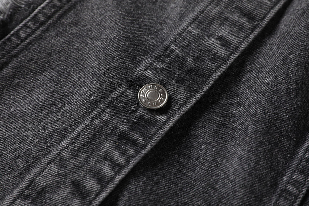 Karen Plus Size Ripped Denim Jacket (Black)