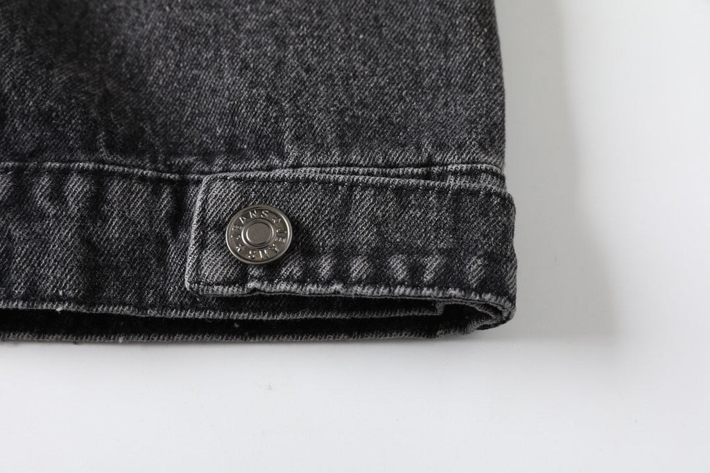 Karen Plus Size Ripped Denim Jacket (Black)