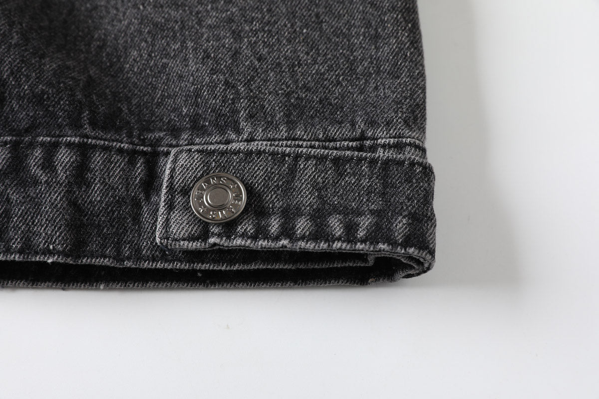 Karen Plus Size Ripped Denim Jacket (Black)