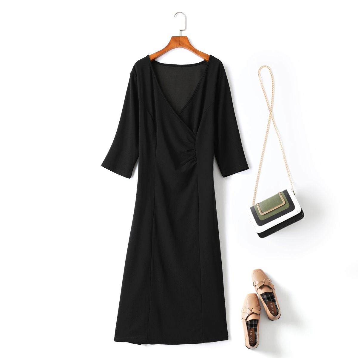 Dawn Plus Size Black Wrap Cocktail Dress
