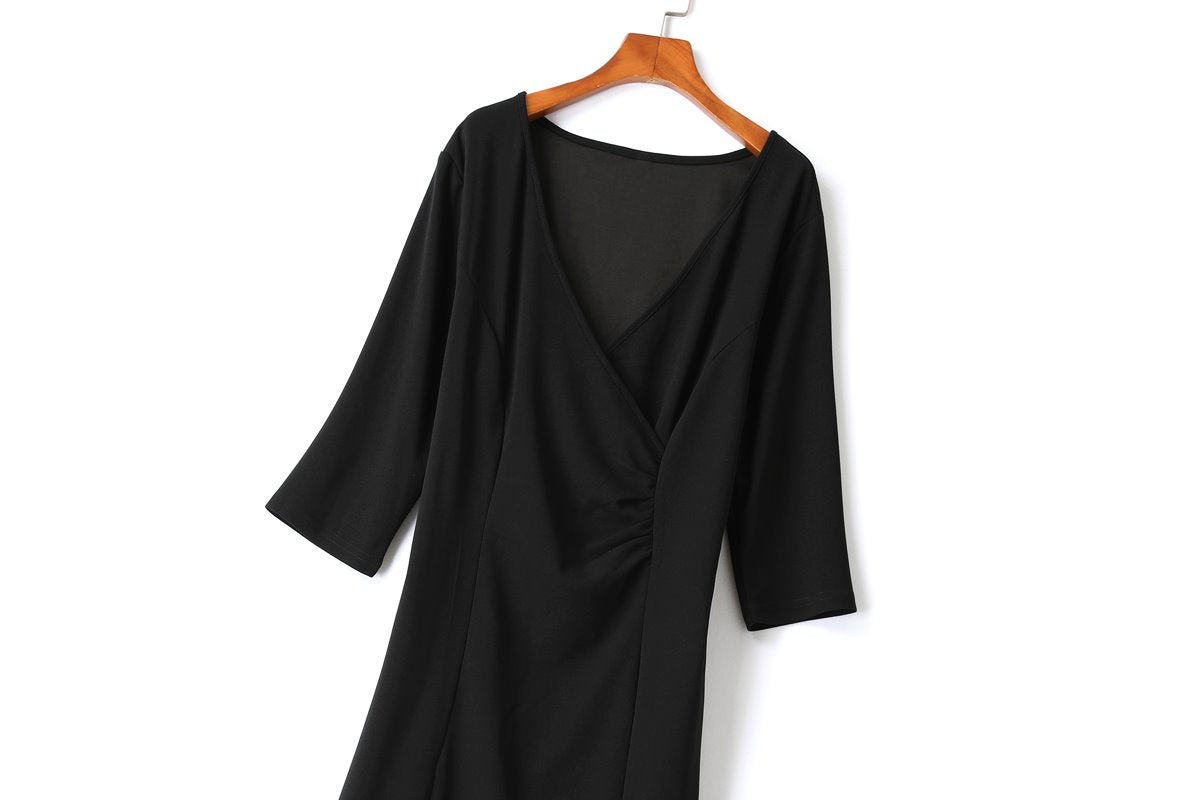 Dawn Plus Size Black Wrap Cocktail Dress