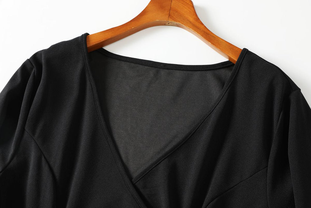 Dawn Plus Size Black Wrap Cocktail Dress