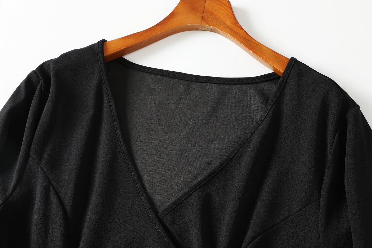 Dawn Plus Size Black Wrap Cocktail Dress