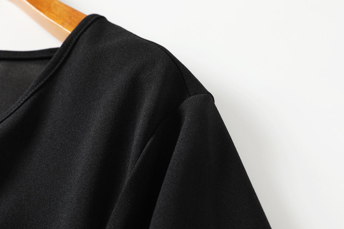 Dawn Plus Size Black Wrap Cocktail Dress