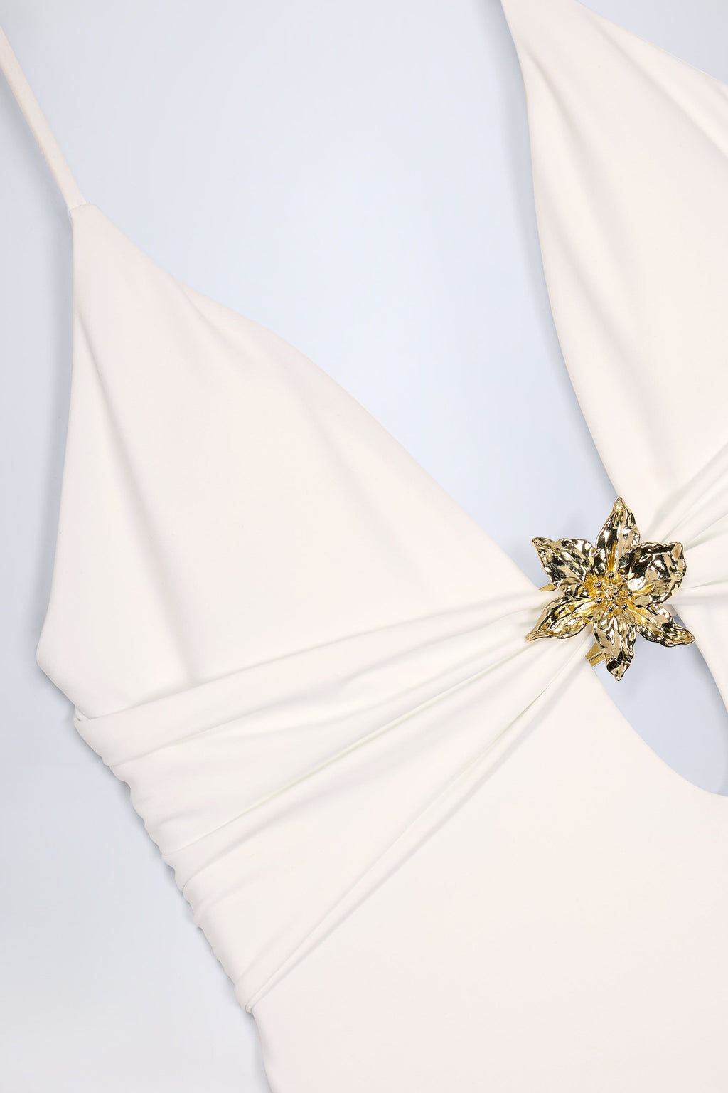 Cut-Out Hardware-Detail Swimsuit in White