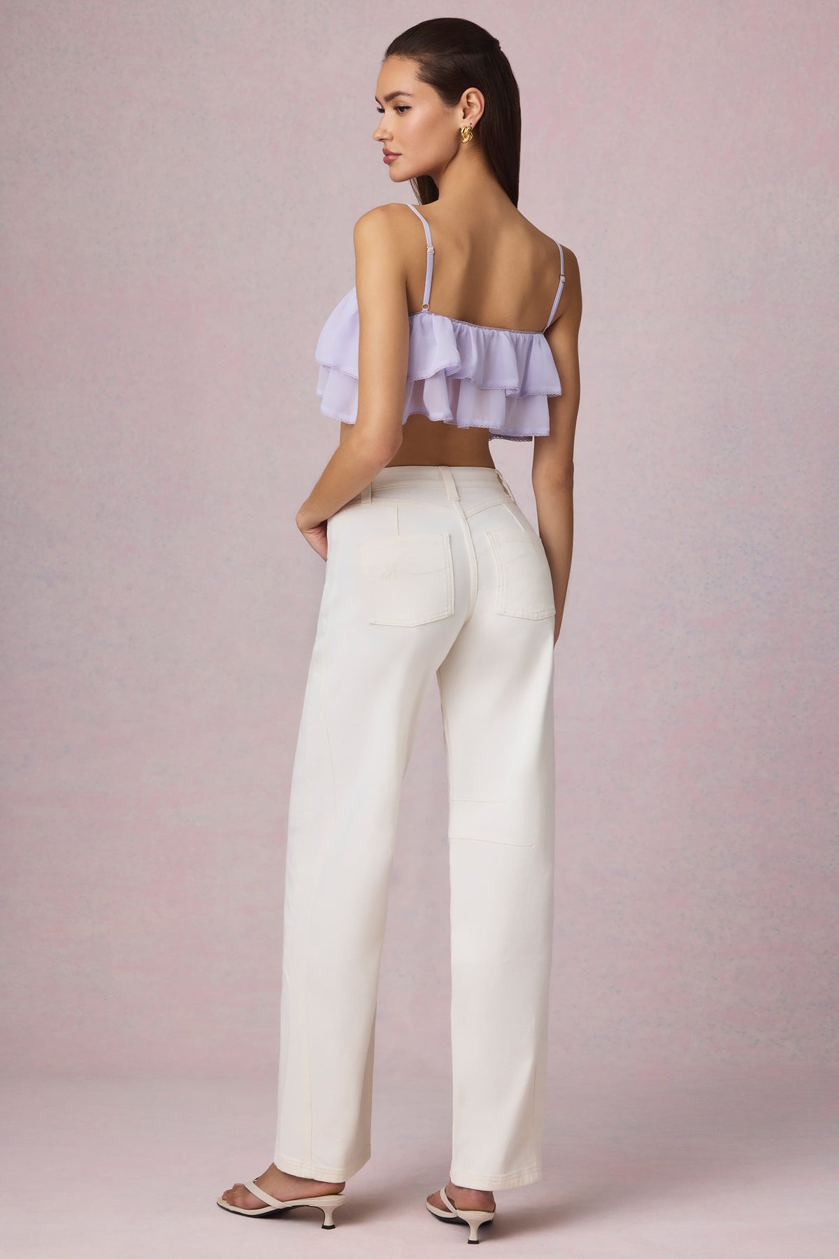 Mid-Rise Barrel-Leg Jeans in Ecru Wash
