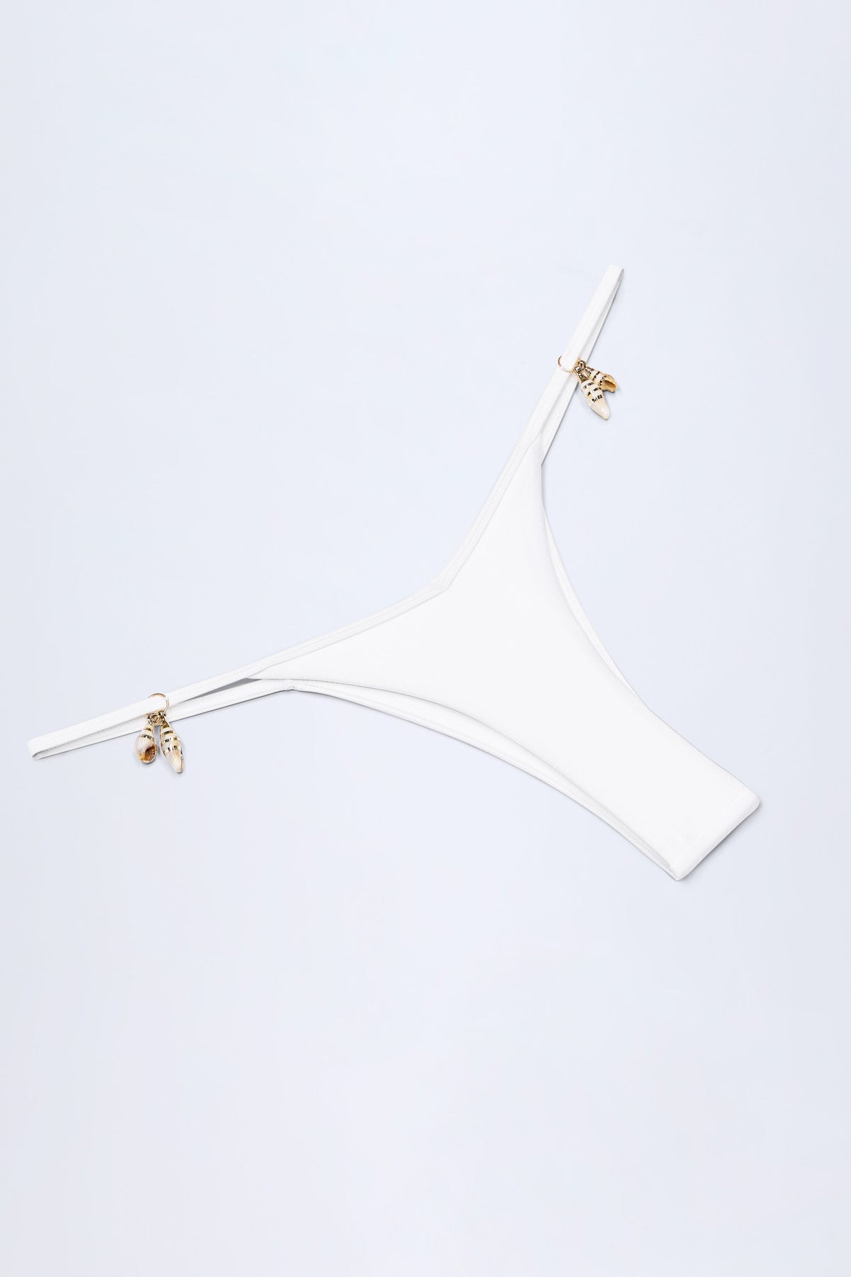 Charm-Detail Thong Bikini Bottoms in White