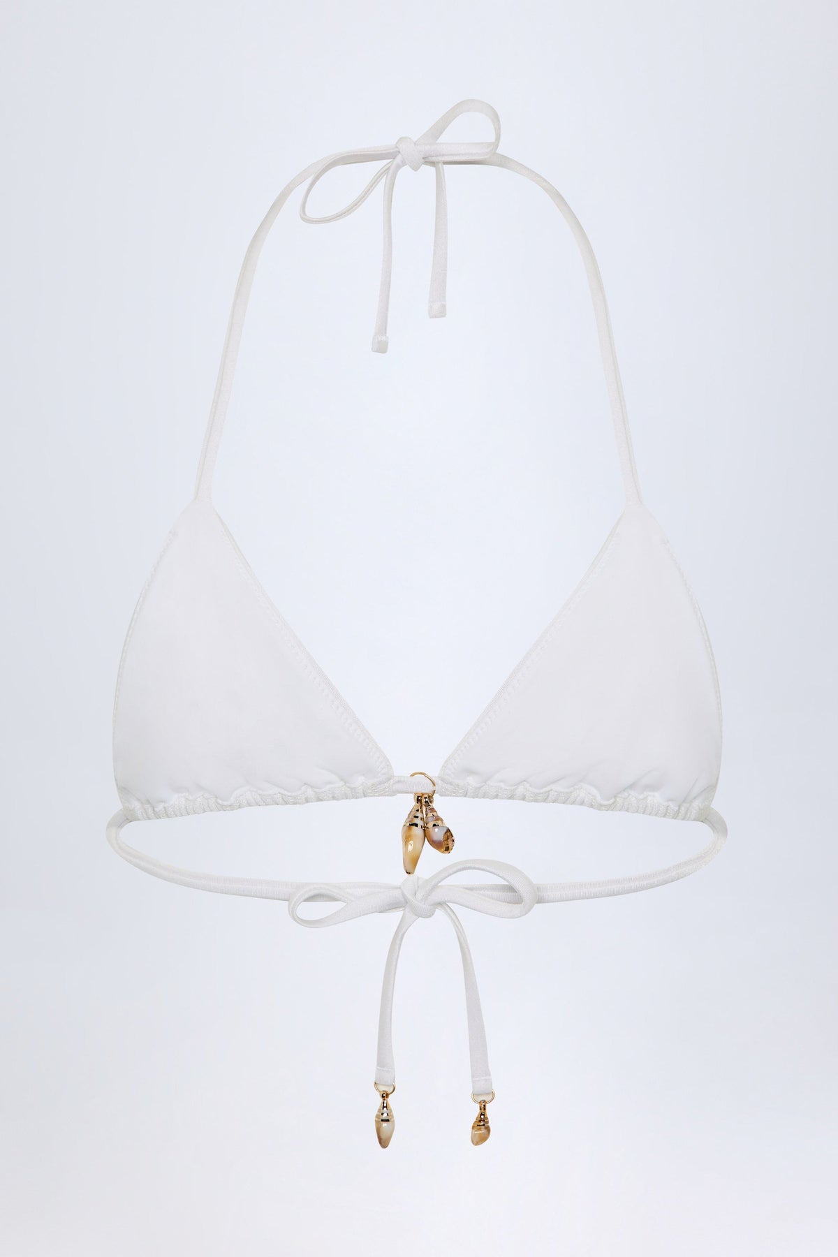Charm-Detail Triangle Bikini Top in White