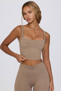 Cropped Tank Top in Mocha Marl