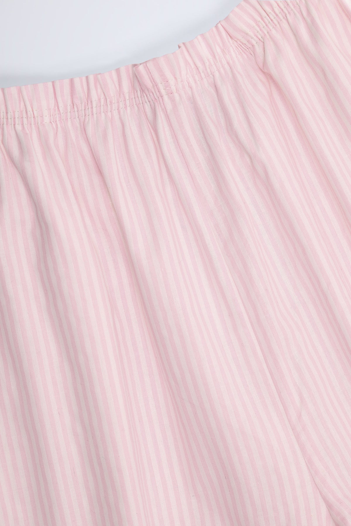 Wide-Leg Cotton-Poplin Trousers in Pink White Stripe