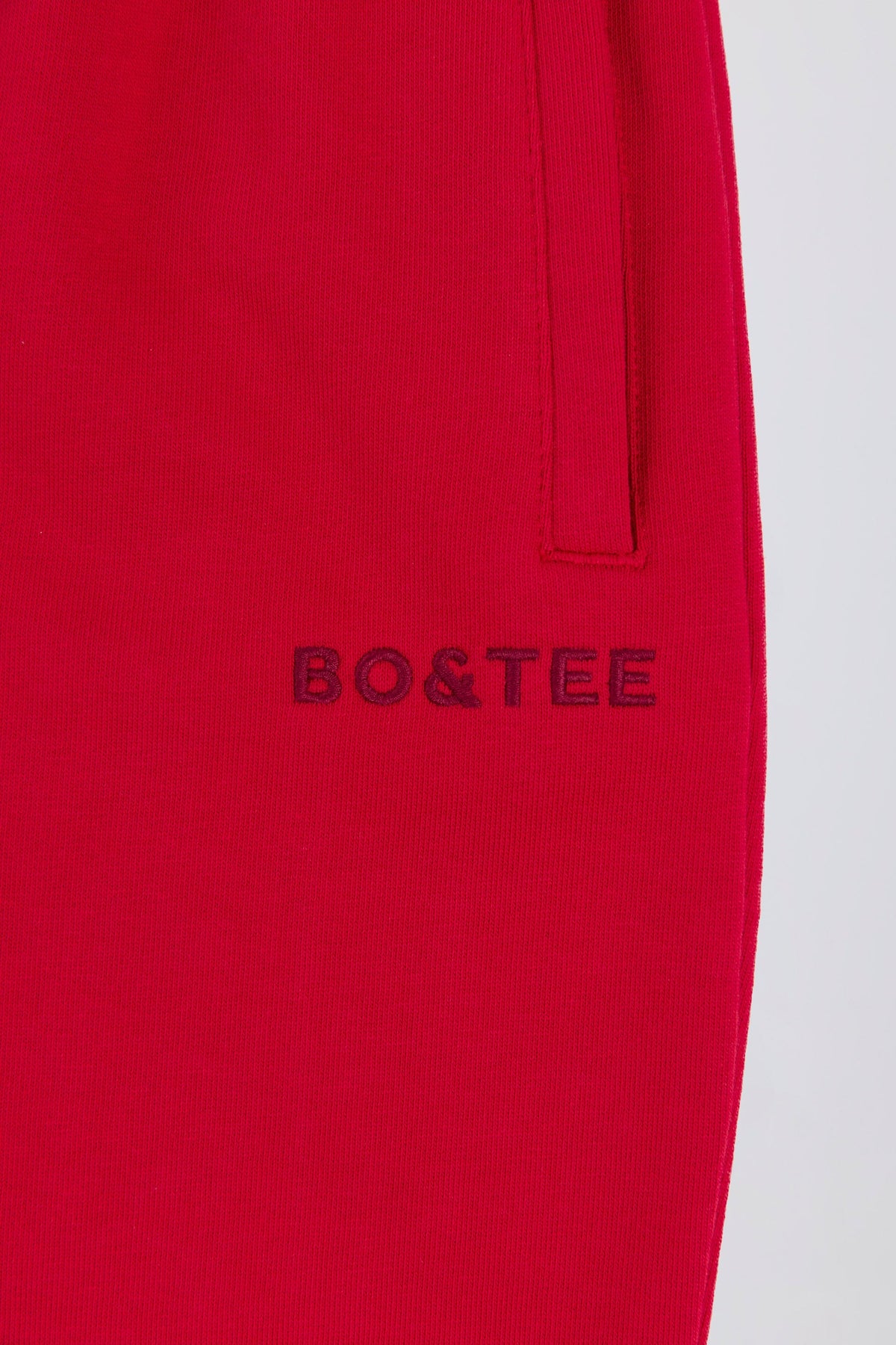 Soft Cotton Jersey Mid-Rise Wide-Leg Joggers in Hot Red