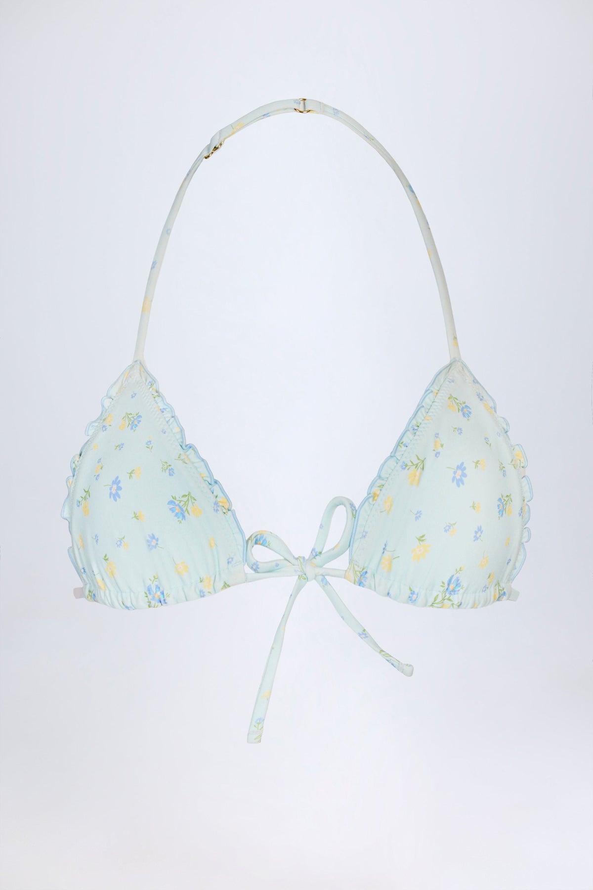 Micro Triangle Bikini Top in Blue Floral