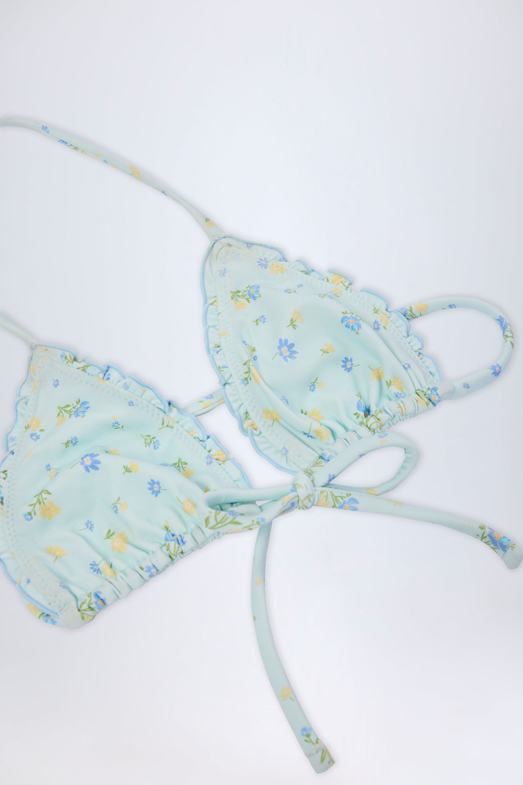 Micro Triangle Bikini Top in Blue Floral