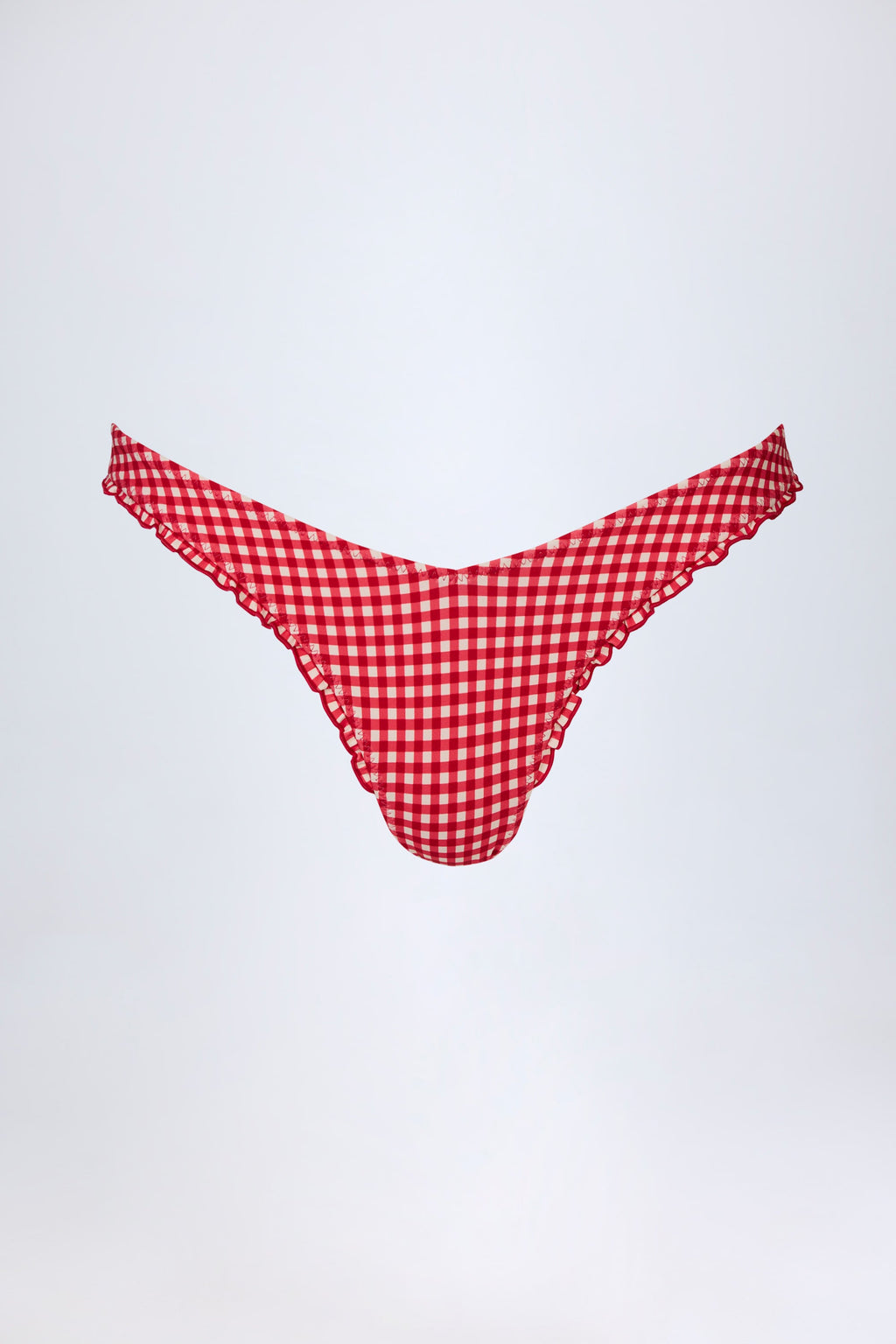 Ruffled Cheeky Bikini Bottoms in Red Gingham