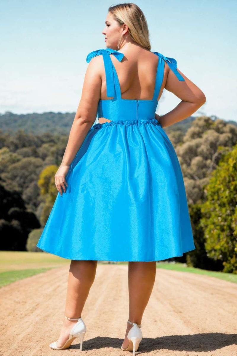Milan Plus Size Aqua Blue Bustier Party Dress