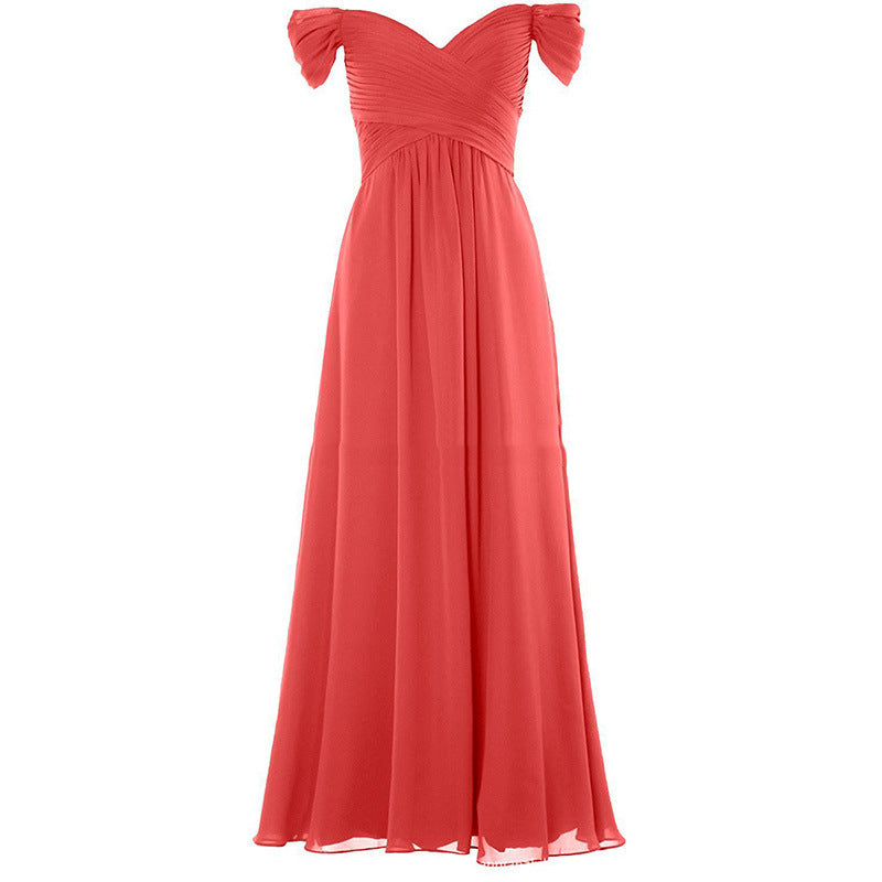 Plus Size Off Shoulder Chiffon Maxi Dress