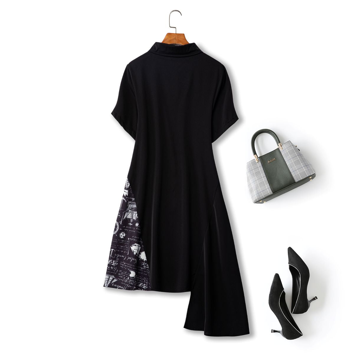 Wren Plus Size Bias Black Shirt Dress