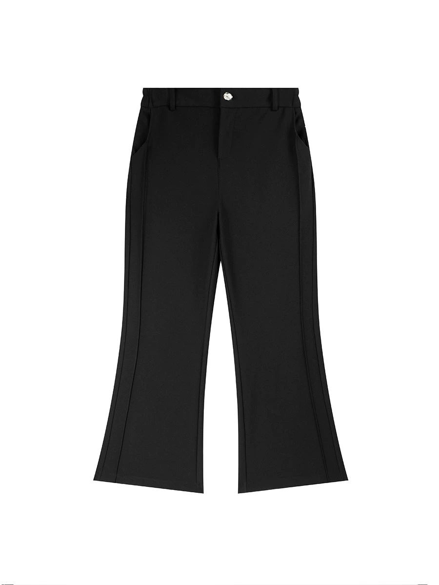 Veyra Plus Size Black High Waist Bell Bottom Trousers
