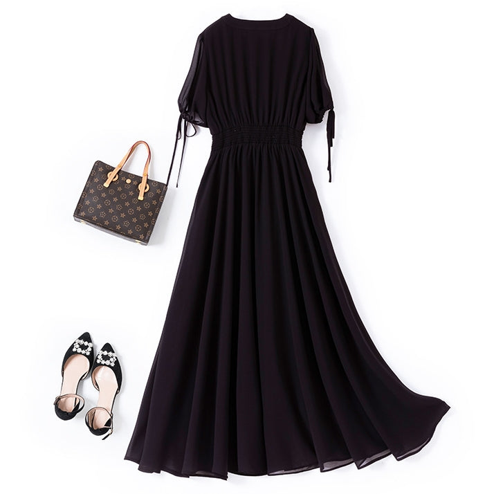 Plus Size Black Chiffon Maxi Dress