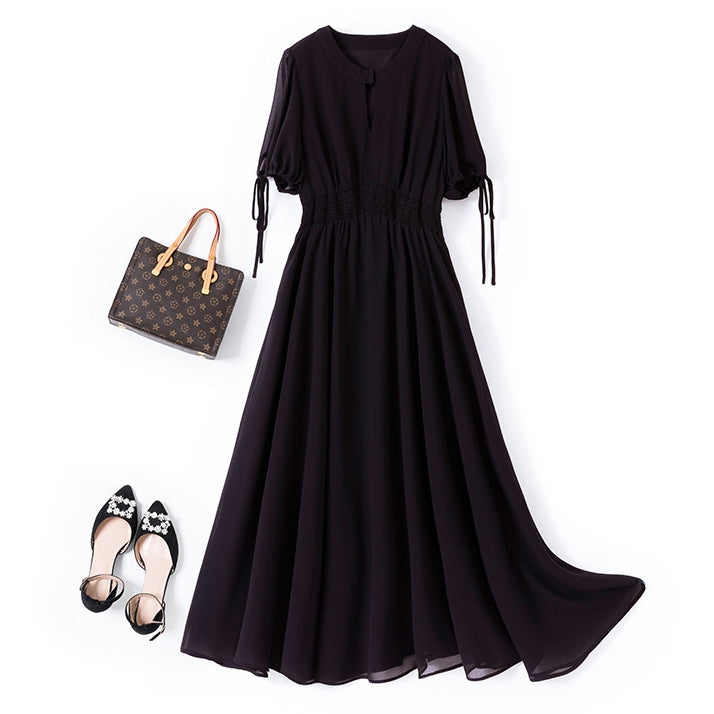 Plus Size Black Chiffon Maxi Dress