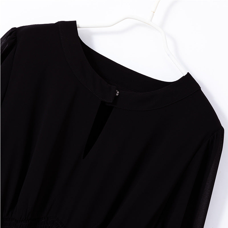 Plus Size Black Chiffon Maxi Dress
