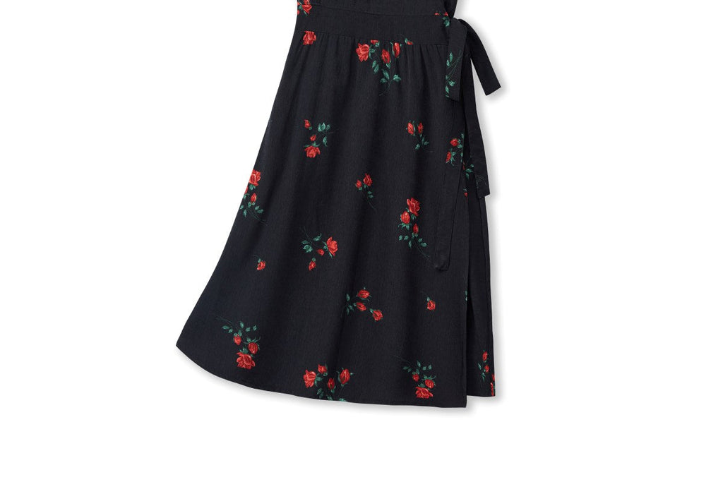 Milana Plus Size Black Floral Wrap Shirt Dress