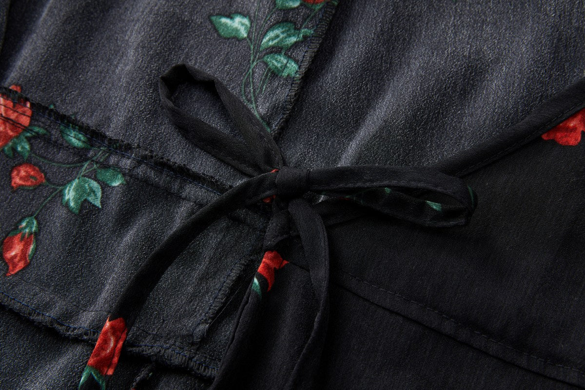 Milana Plus Size Black Floral Wrap Shirt Dress