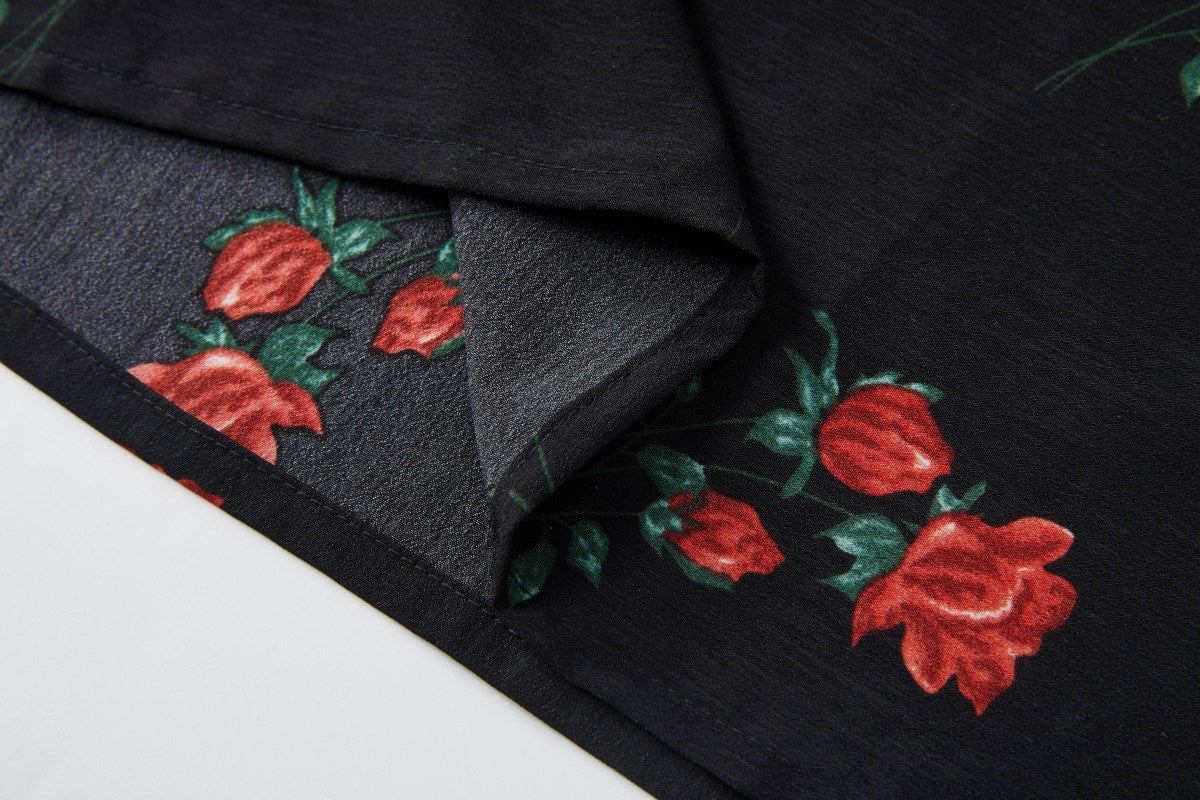 Milana Plus Size Black Floral Wrap Shirt Dress