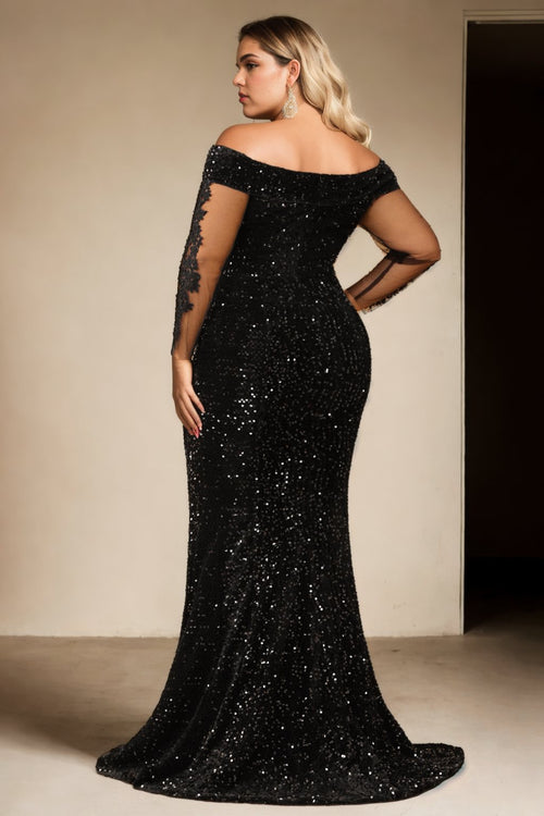 Adele Plus Size Black Mermaid Gown