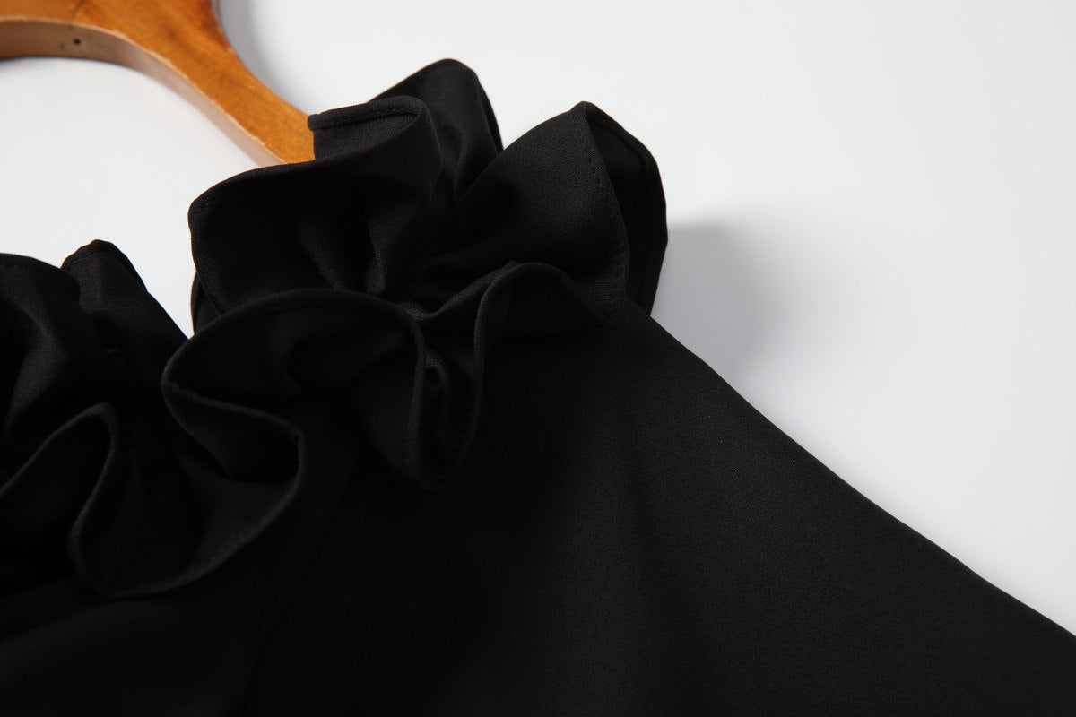 Plus Size Black Off Shoulder Fitted Evening Dress