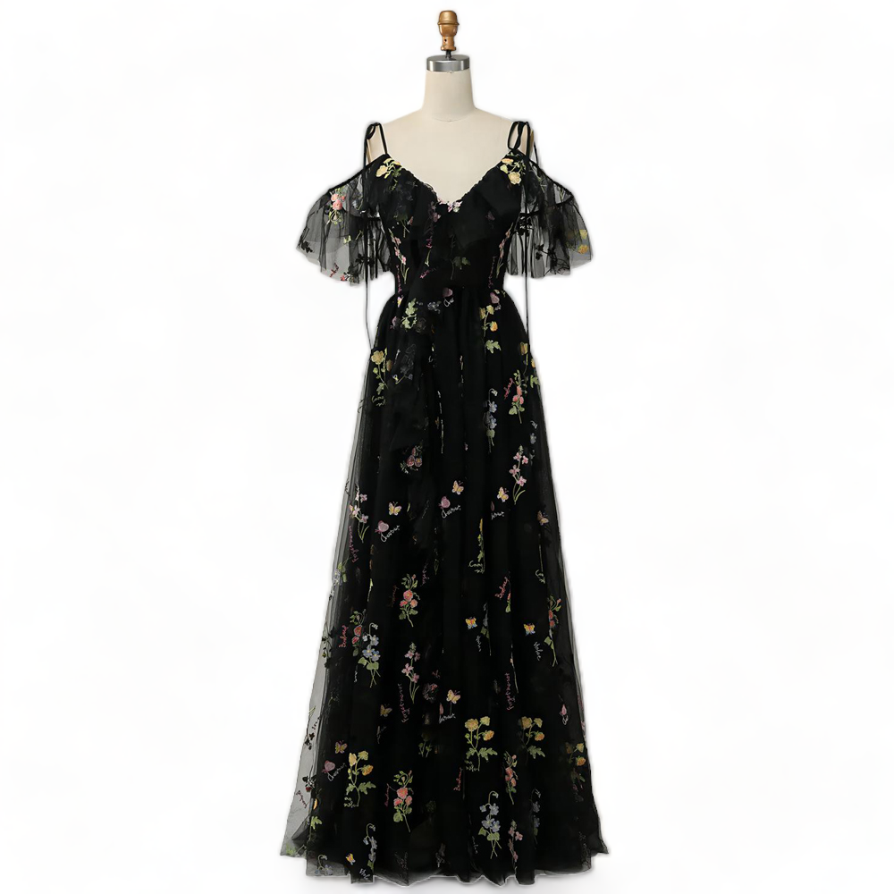 Arlet Plus Size Black Off Shoulder Formal Dress