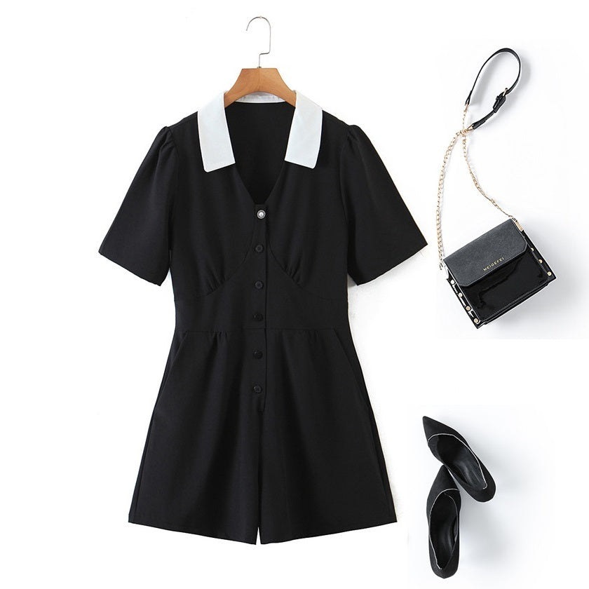 Plus Size Black Shirt Playsuit
