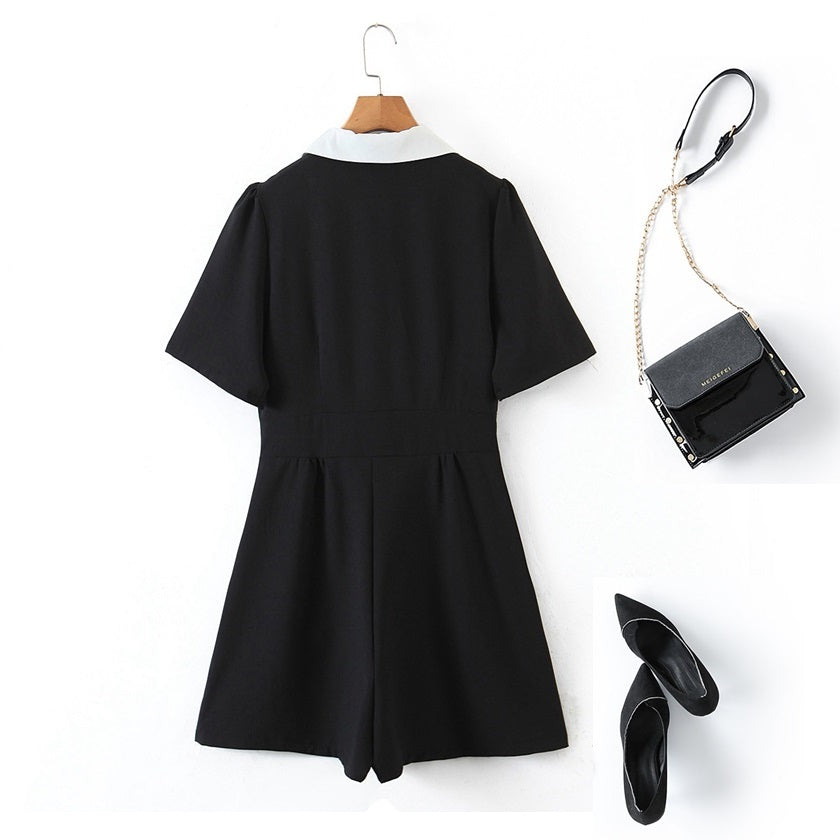 Plus Size Black Shirt Playsuit