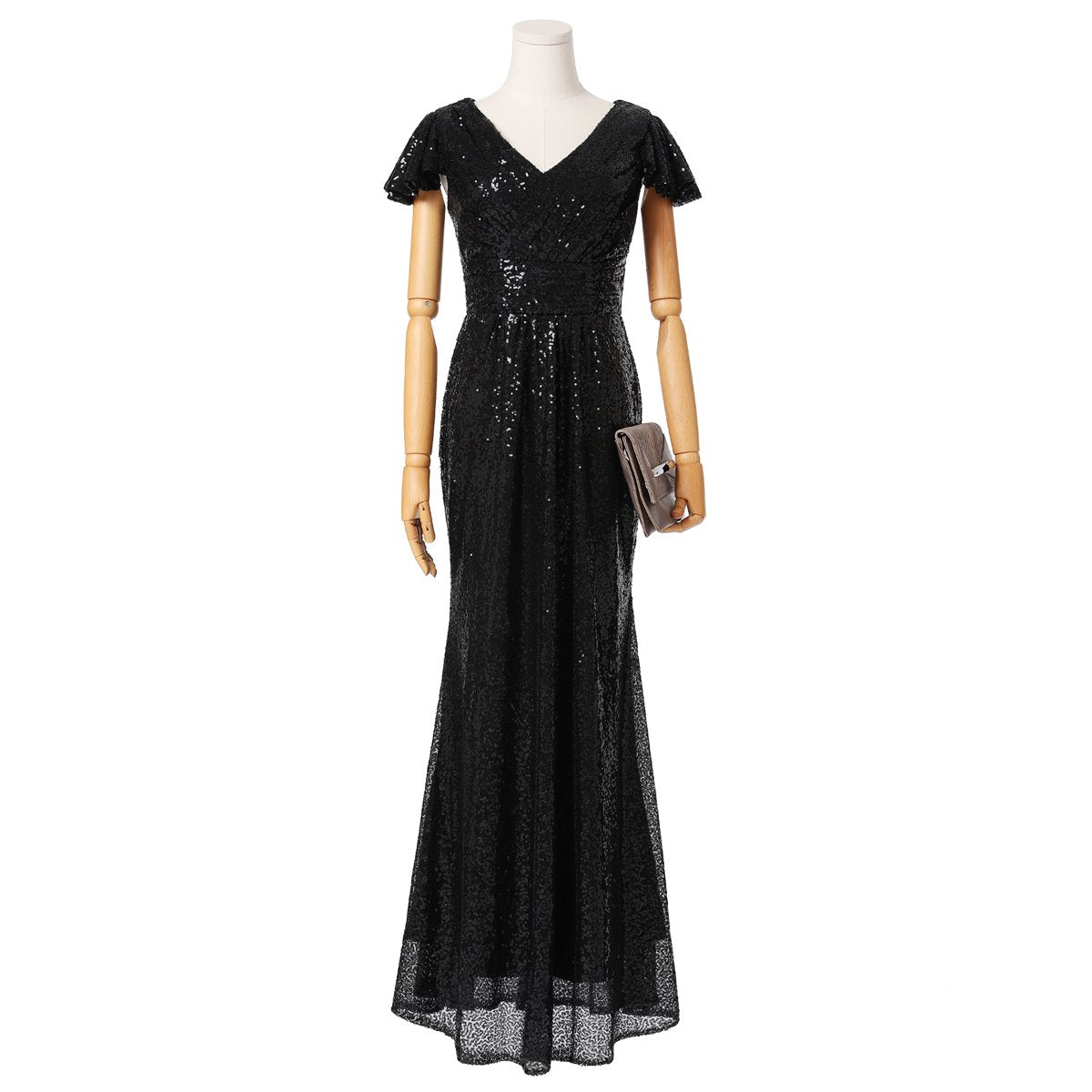 Gianna Plus Size Black Sequin Evening Dress