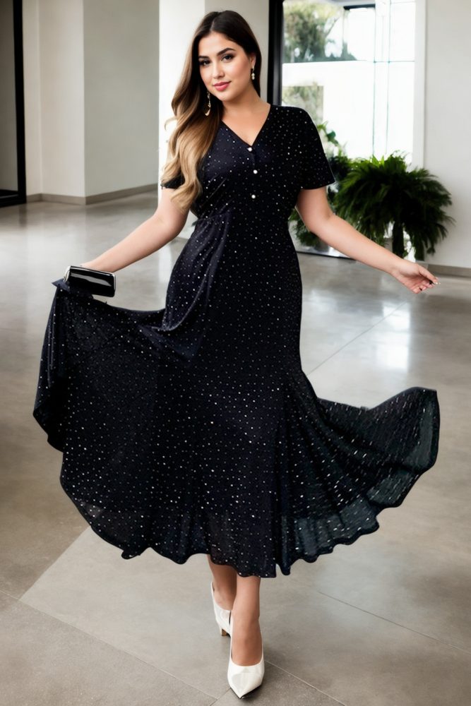 Paloma Plus Size Black Mermaid Cocktail Dress