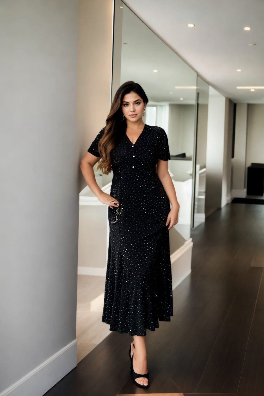 Paloma Plus Size Black Mermaid Cocktail Dress