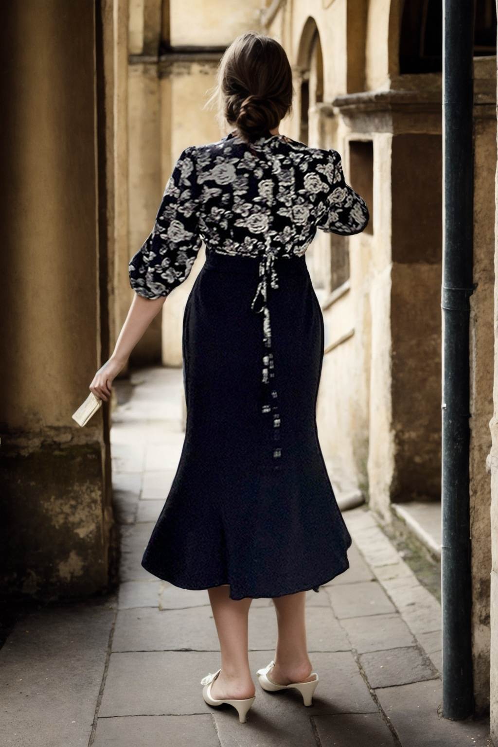 Rosalee Plus Size Black Vintage Floral Dress