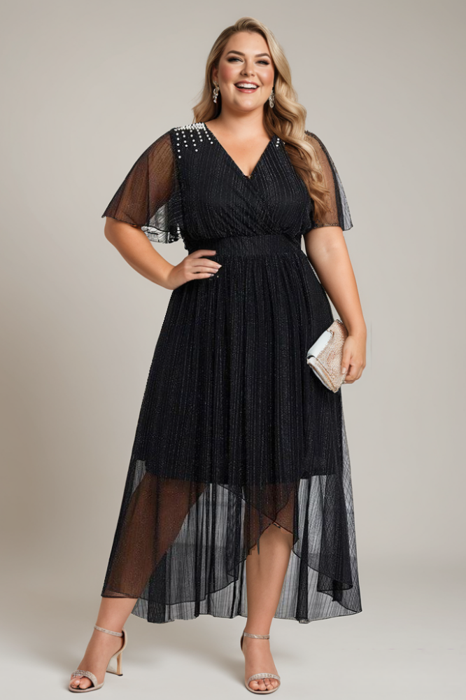 Remi Plus Size Black Wrap Midaxi Party Dress