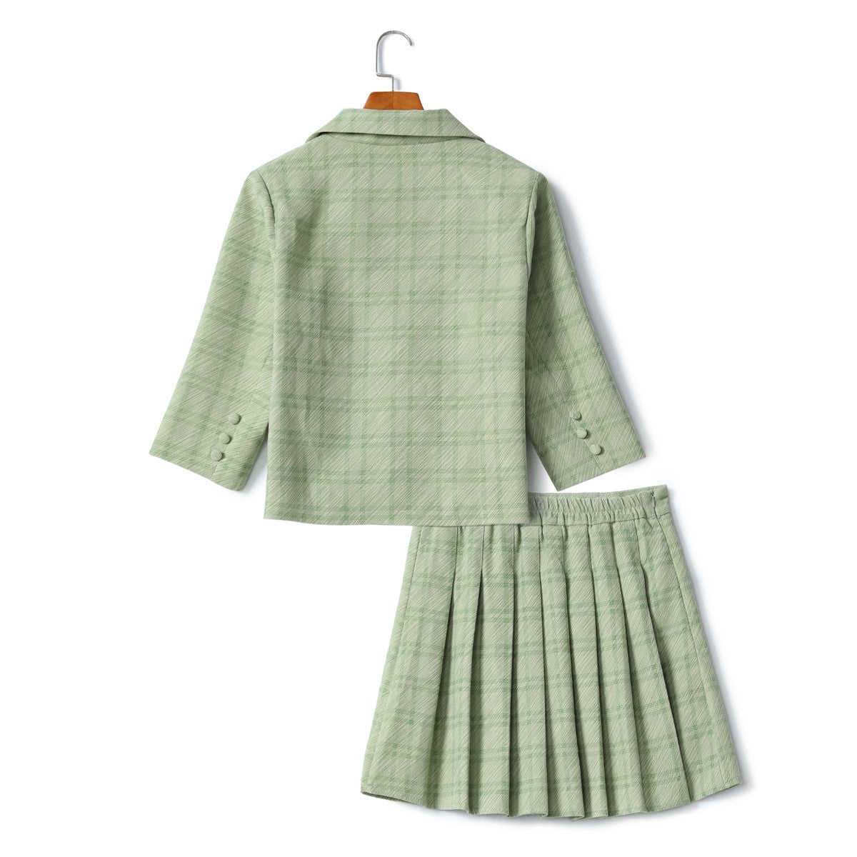 Dakota Plus Size Cropped Blazer with Pleat Skirt Set